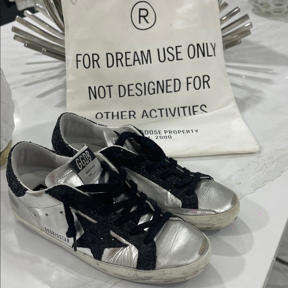 Golden Goose Metallic Silver and Black Sneakers - Picture 8 of 8